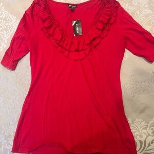 Elegant Red Ruffled Top by Express